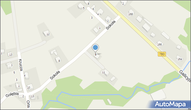 Brodła, Sokoła, 9, mapa Brodła