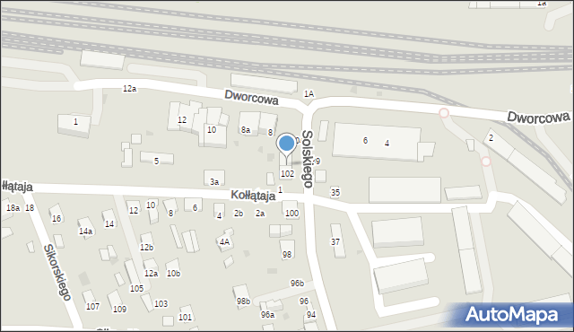 Brzesko, Solskiego Ludwika, 102a, mapa Brzesko