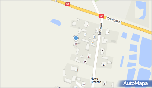 Brzeźno, Sosnowa, 11, mapa Brzeźno