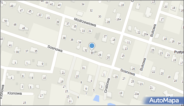 Brzozówka, Sosnowa, 30, mapa Brzozówka