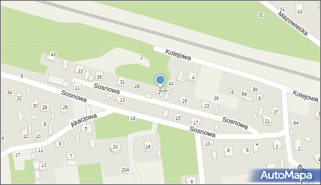 Budy Barcząckie, Sosnowa, 27, mapa Budy Barcząckie