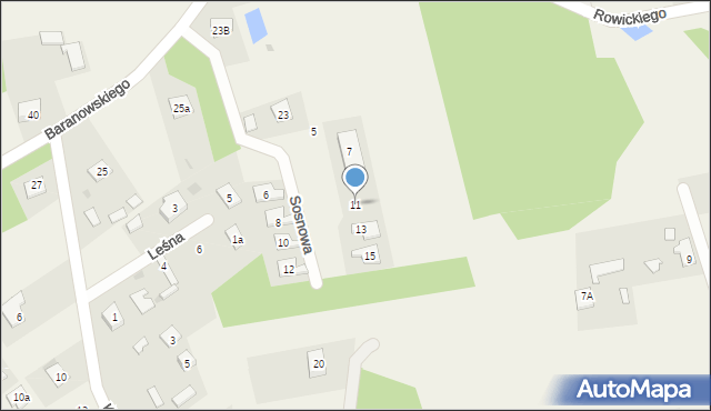 Budy-Grzybek, Sosnowa, 11, mapa Budy-Grzybek