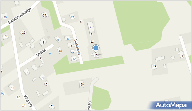 Budy-Grzybek, Sosnowa, 15, mapa Budy-Grzybek