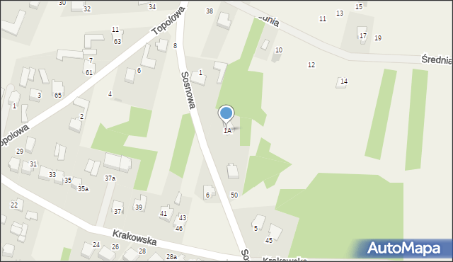 Bydlin, Sosnowa, 1A, mapa Bydlin