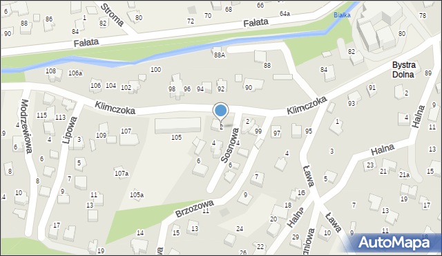 Bystra, Sosnowa, 2, mapa Bystra