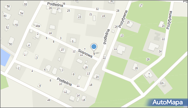 Chociszew, Sosnowa, 9, mapa Chociszew