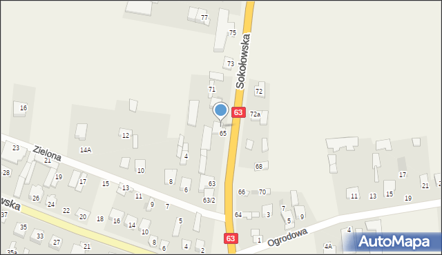 Chodów, Sokołowska, 67, mapa Chodów