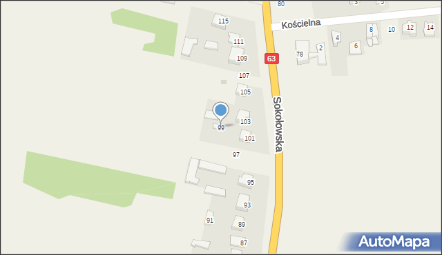 Chodów, Sokołowska, 99, mapa Chodów