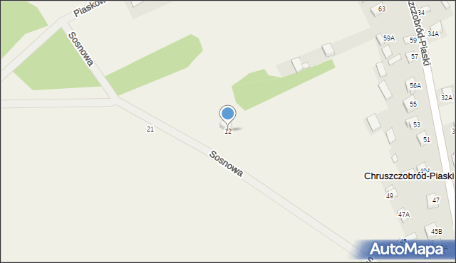 Chruszczobród-Piaski, Sosnowa, 12, mapa Chruszczobród-Piaski