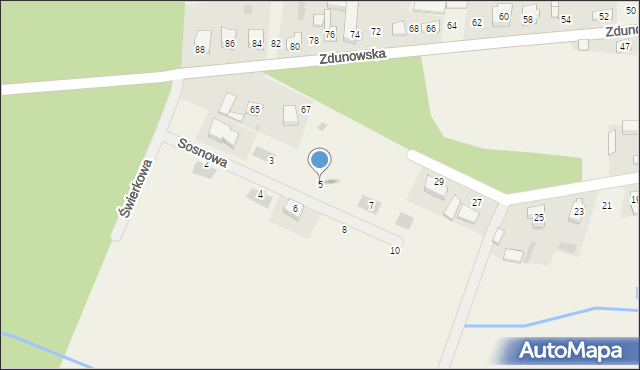 Chwaliszew, Sosnowa, 5, mapa Chwaliszew