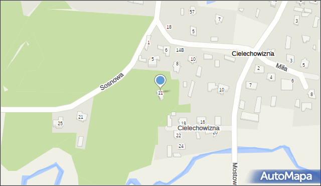 Cielechowizna, Sosnowa, 11, mapa Cielechowizna