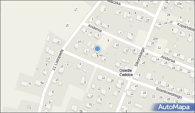 Ćwiklice, Sosnkowskiego Kazimierza, gen., 3, mapa Ćwiklice