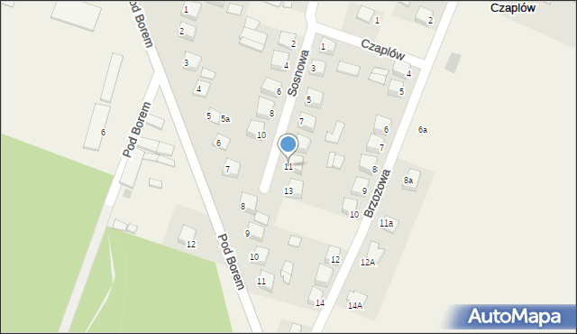 Czaplów, Sosnowa, 11, mapa Czaplów