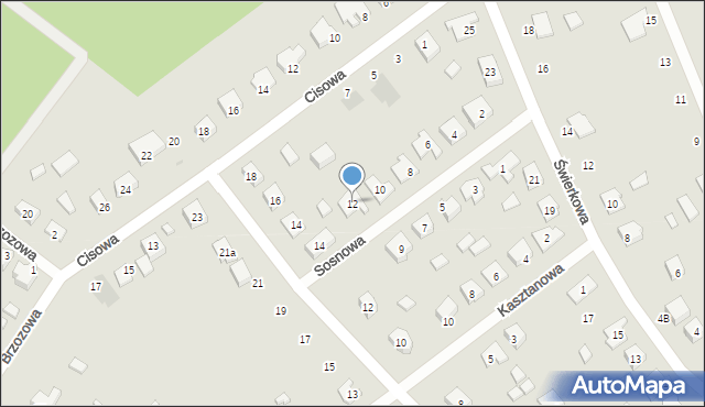 Czarne, Sosnowa, 12, mapa Czarne