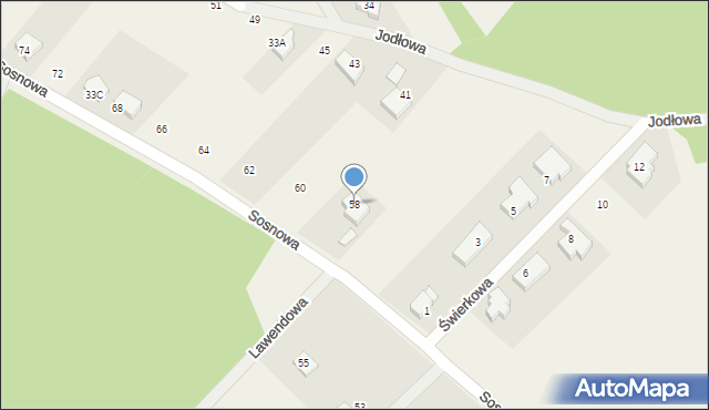 Czarnowiec, Sosnowa, 58, mapa Czarnowiec