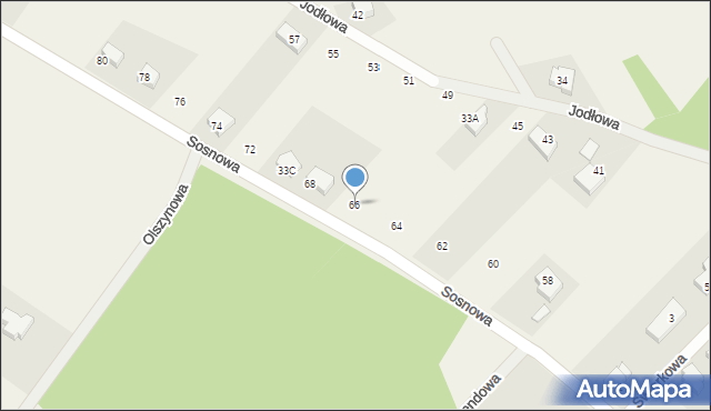 Czarnowiec, Sosnowa, 66, mapa Czarnowiec
