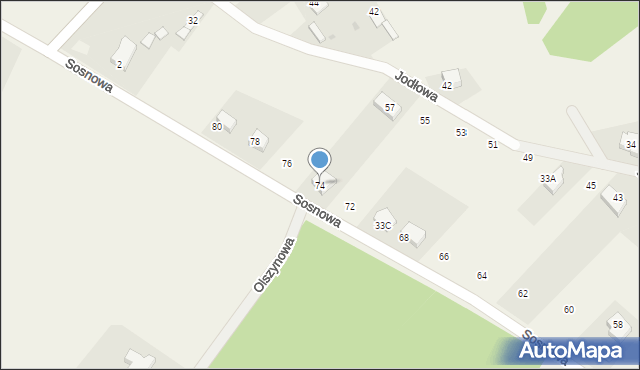 Czarnowiec, Sosnowa, 74, mapa Czarnowiec