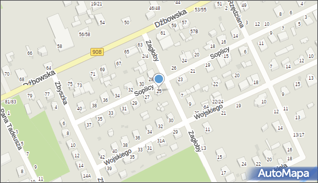 Częstochowa, Soplicy Jacka, 25, mapa Częstochowy