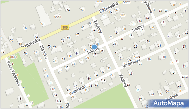 Częstochowa, Soplicy Jacka, 27, mapa Częstochowy