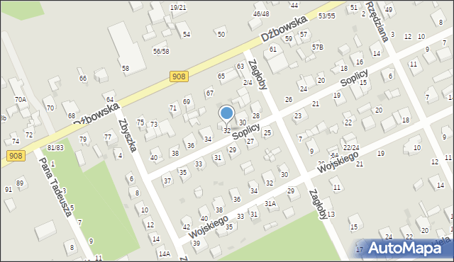 Częstochowa, Soplicy Jacka, 32, mapa Częstochowy