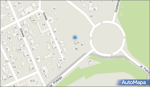 Częstochowa, Sowia, 7B, mapa Częstochowy