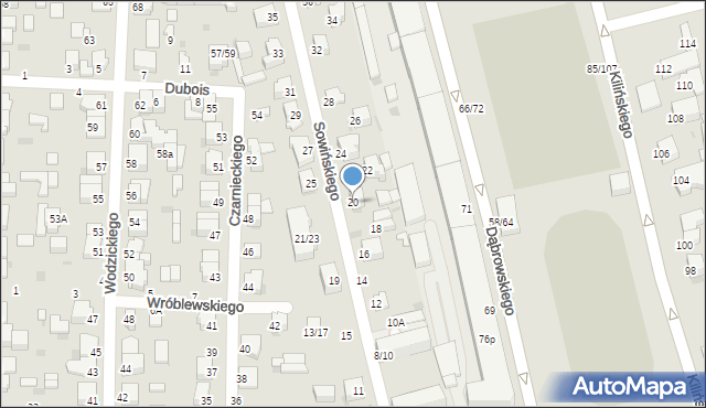 Częstochowa, Sowińskiego Józefa, gen., 20, mapa Częstochowy