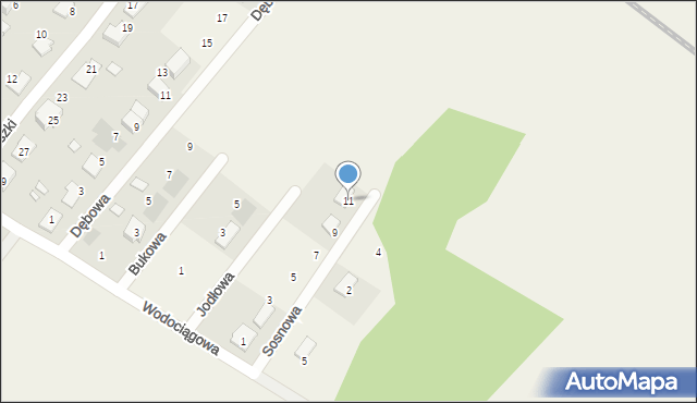 Dąbrowa, Sosnowa, 11, mapa Dąbrowa