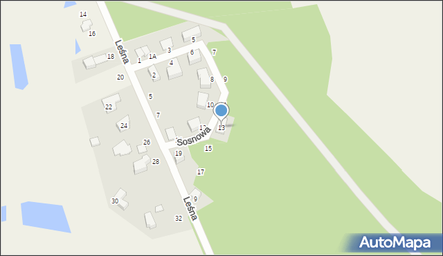 Dąbrowa, Sosnowa, 13, mapa Dąbrowa