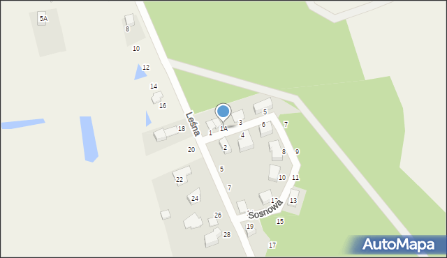 Dąbrowa, Sosnowa, 1A, mapa Dąbrowa