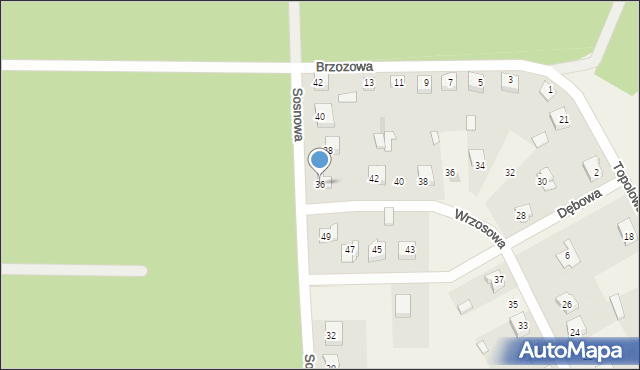 Dalekie-Tartak, Sosnowa, 36, mapa Dalekie-Tartak