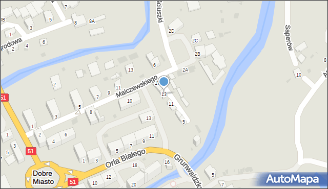 Dobre Miasto, Sowińskiego Józefa, gen., 13, mapa Dobre Miasto