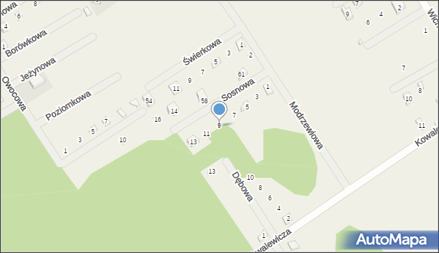 Dominice, Sosnowa, 9, mapa Dominice