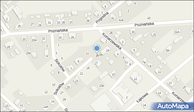 Dopiewo, Sokołów, 15, mapa Dopiewo