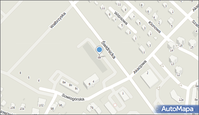 Dzierżoniów, Sowiogórska, 4a, mapa Dzierżoniów