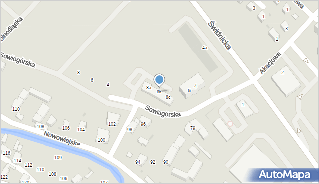 Dzierżoniów, Sowiogórska, 8b, mapa Dzierżoniów
