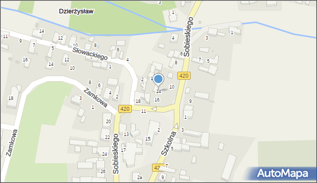 Dzierżysław, Sobieskiego, 14, mapa Dzierżysław