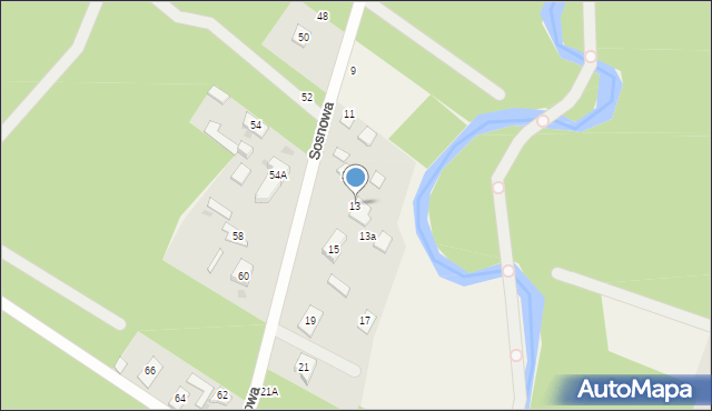Emów, Sosnowa, 13, mapa Emów