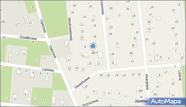 Florentynów, Sosnowa, 30, mapa Florentynów