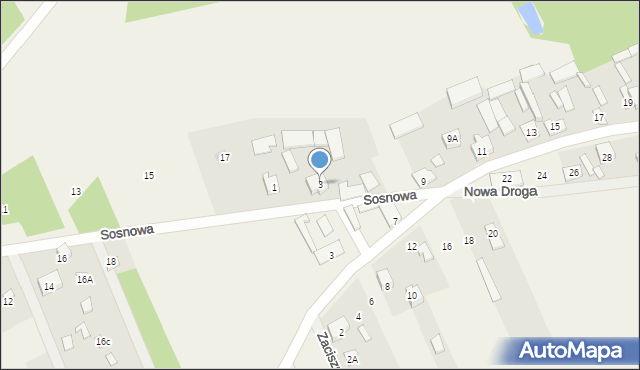 Gąsiorowo, Sosnowa, 3, mapa Gąsiorowo