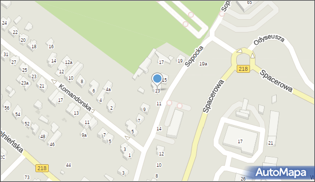 Gdańsk, Sopocka, 13, mapa Gdańska