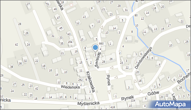 Gdów, Solskiego Ludwika, 1, mapa Gdów