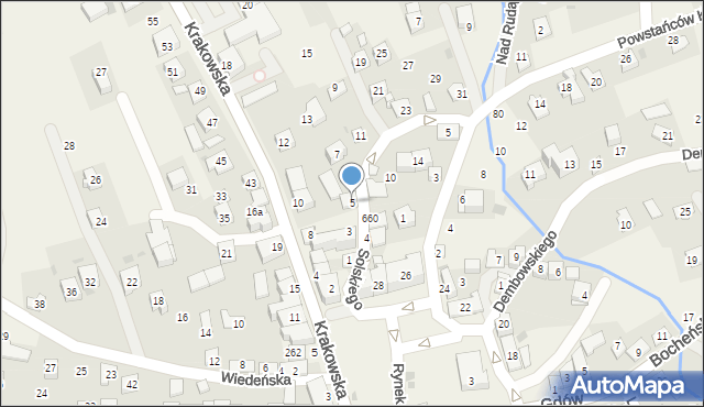 Gdów, Solskiego Ludwika, 5, mapa Gdów