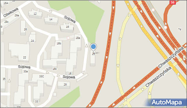 Gdynia, Sojowa, 25, mapa Gdyni