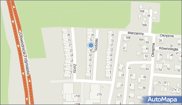 Gdynia, Sobótki, 21, mapa Gdyni
