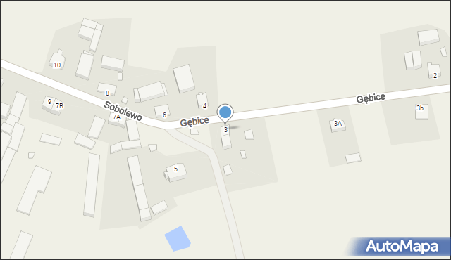 Gębice, Sobolewo, 3, mapa Gębice