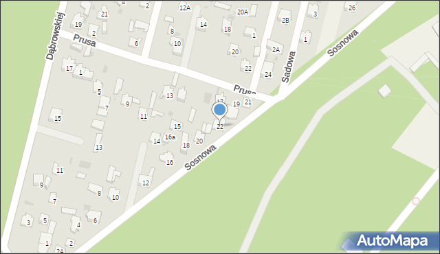 Glina, Sosnowa, 22, mapa Glina
