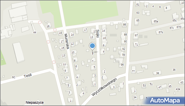 Gliwice, Sojki, 9, mapa Gliwic