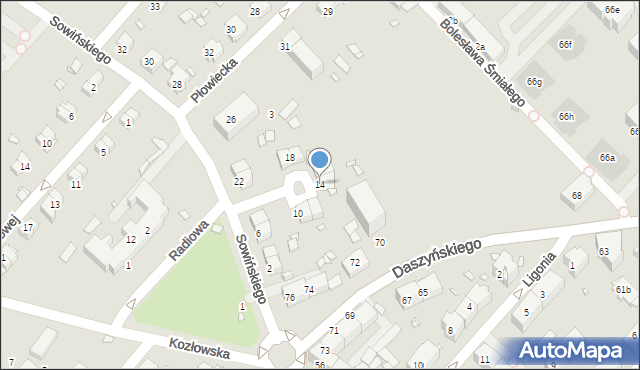 Gliwice, Sowińskiego Józefa, gen., 14, mapa Gliwic