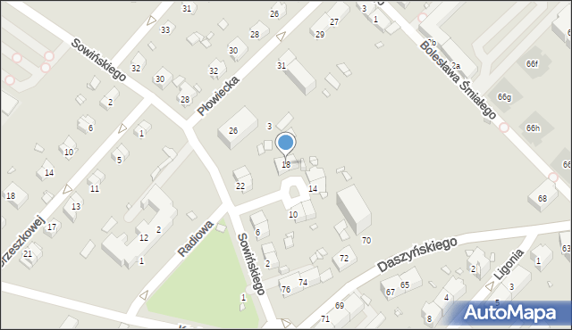 Gliwice, Sowińskiego Józefa, gen., 18, mapa Gliwic