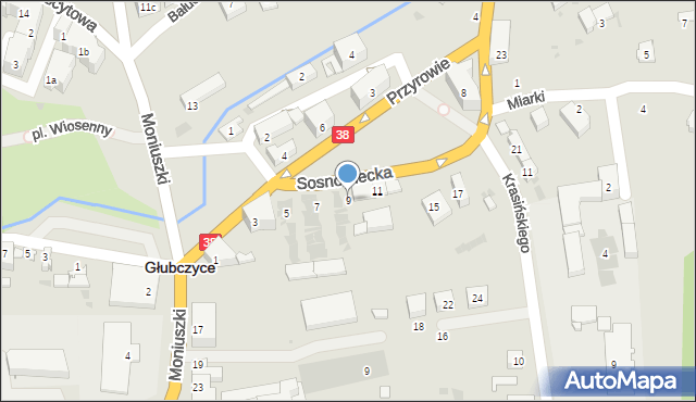Głubczyce, Sosnowiecka, 9, mapa Głubczyce
